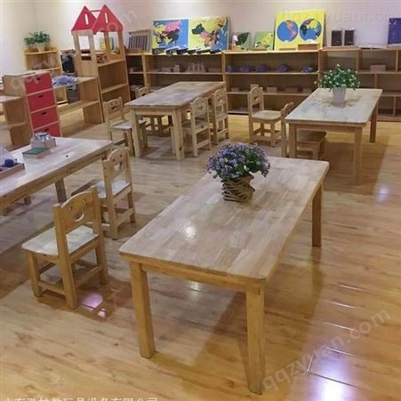 幼儿园实木桌 幼儿园实木桌椅套装 儿童课桌椅 家用学习桌子 早教宝宝长方形写字桌