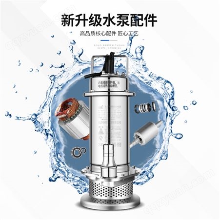 304全不锈钢高扬程潜水泵家用抽水机220v耐腐蚀化工泵污水泵小型