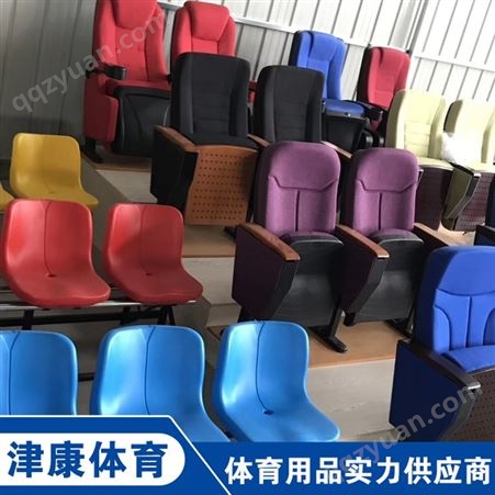 体育馆可伸缩活动看台座椅 手动固定式软包坐凳 津康定制