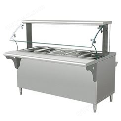 振宏厨具 商用不锈钢大容量 柜式保温售菜台（带弧形玻璃罩）