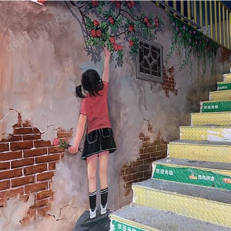咖啡厅猫咖墙体彩绘 创意涂鸦 时尚室内壁画设计定制