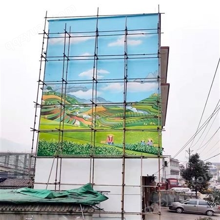 3D立体画艺术 新农村风貌改造彩绘 乡村旅游墙体手绘设计
