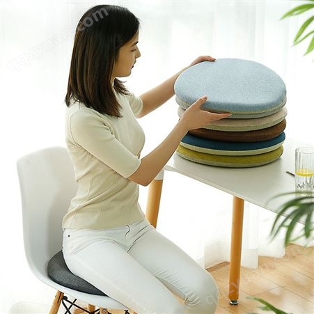 圆形记忆棉榻榻米日式纯色办公室椅垫可拆洗棉亚麻防滑坐垫