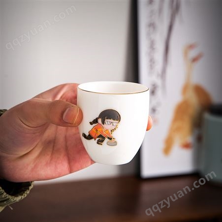 羊脂玉瓷功夫茶杯中式复古主人杯单杯白瓷男女士茶碗茶盏送礼